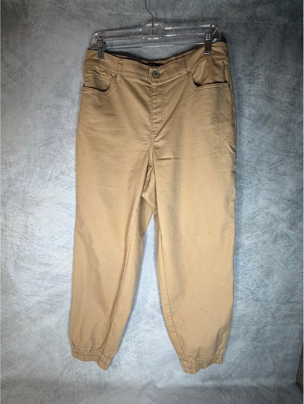 Stitch Star Women’s 1X Tan Khaki Jogger Pants High Rise Elastic Back Stretch
